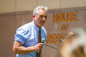 PHOENIX, ARIZONA- MAY 18: Robert F Kennedy Jr. onstage at the Arizona March for Medical Freedom at the State Capitol building. Rally to protect rights to make informed medical decisions on May 18, 2019.