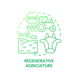 Regenerative agriculture green gradient concept icon. Eco friendly industry. Farming trends abstract idea thin line illustration. Isolated outline drawing. Myriad Pro-Bold font used