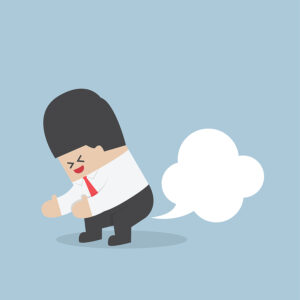 Businessman farting with blank balloon out from his bottom VECTOR EPS10